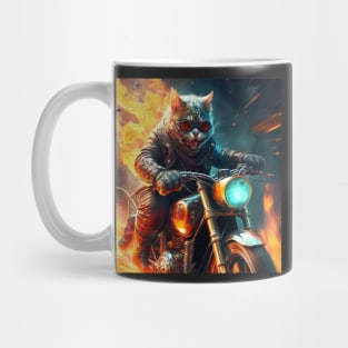 Cat Fiery motorcyclist Mug